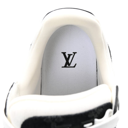 Louis Vuitton Calfskin Embossed Monogram Denim Mens LV Trainer Sneakers 9 Black 8 of 10