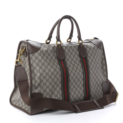 Gucci Soft GG Supreme Monogram Textured Dollar Calfskin Web Large Ophidia Carry-On Duffle Bag Beige Ebony New Acero 2 of 8