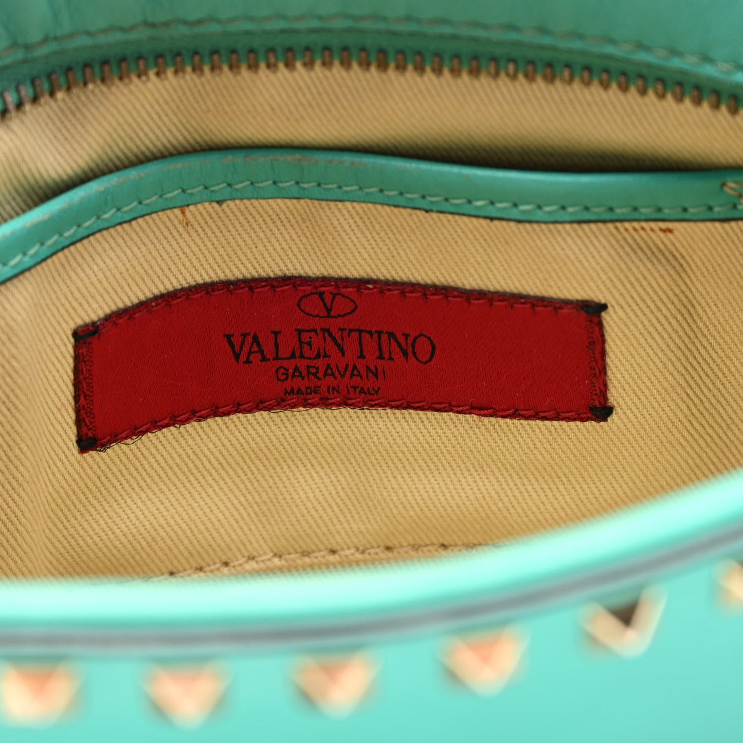 Calfskin Rockstud Camera Crossbody Bag Opaline Green