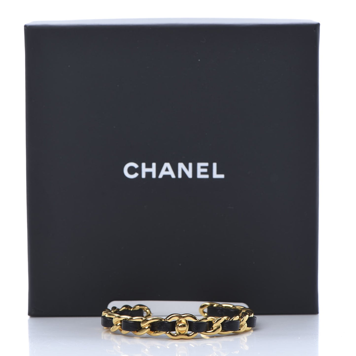 Lambskin More Is More Cuff Bracelet Black Gold