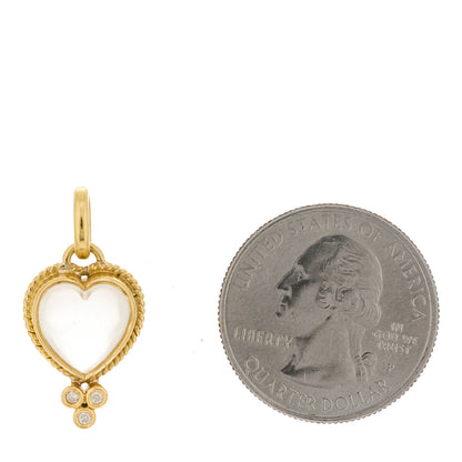Temple St. Clair 18K Yellow Gold Diamond Rock Crystal XS Braided Heart Pendant 2 of 3
