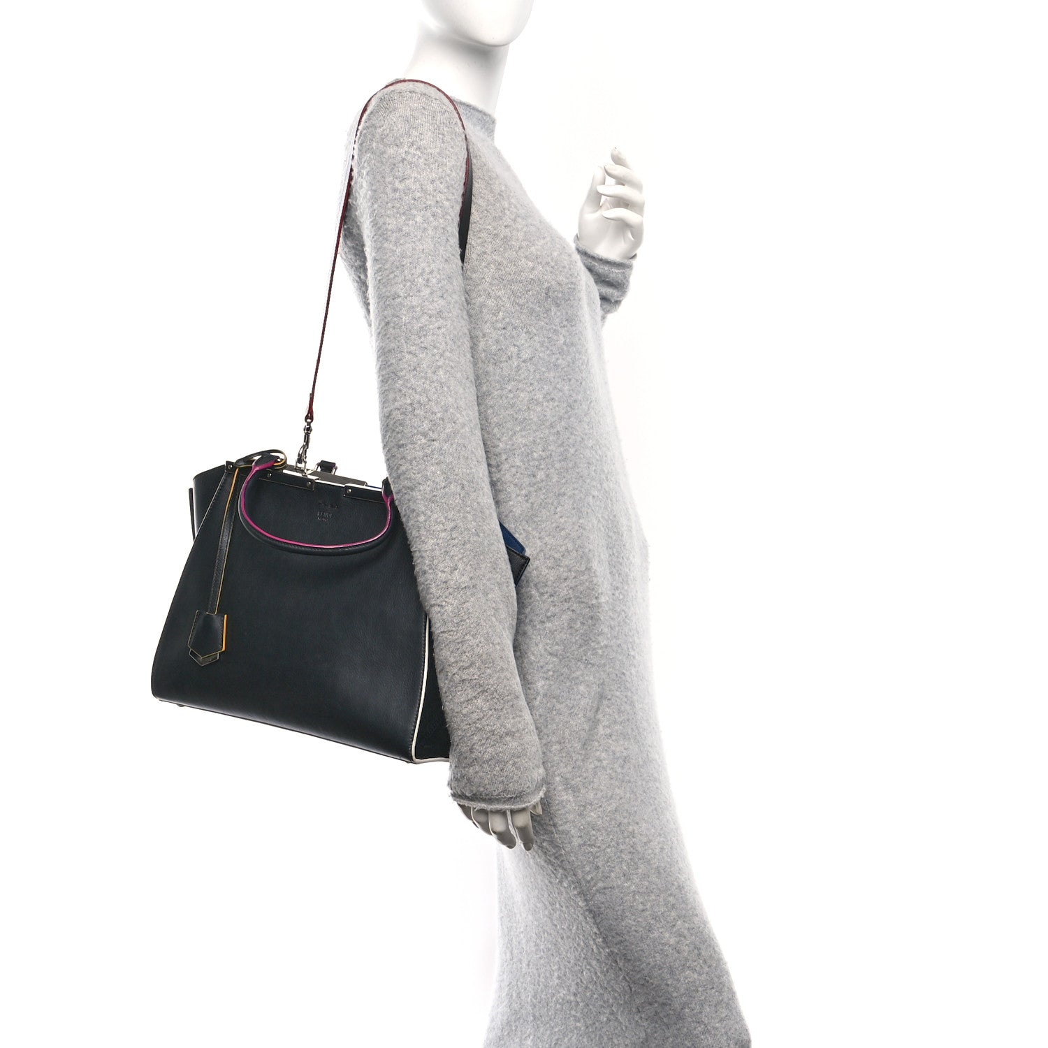 Fendi Vitello Dolce Shiny Nappa Petite 3Jours Tote Black Iris 2 of 11