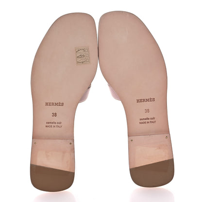 Hermes Box Calfskin Oran Sandals 38 Black Vieux Rose 6 of 10