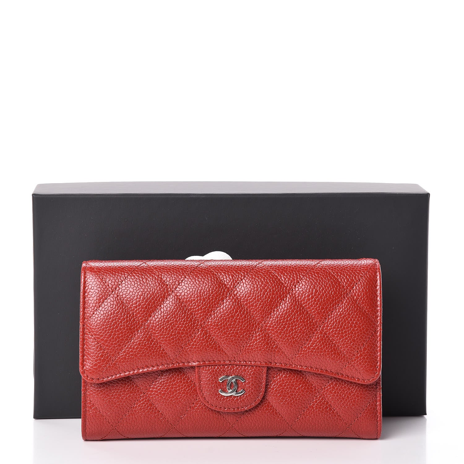 Chanel Caviar Quilted Large Flap Wallet Red 11 of 11