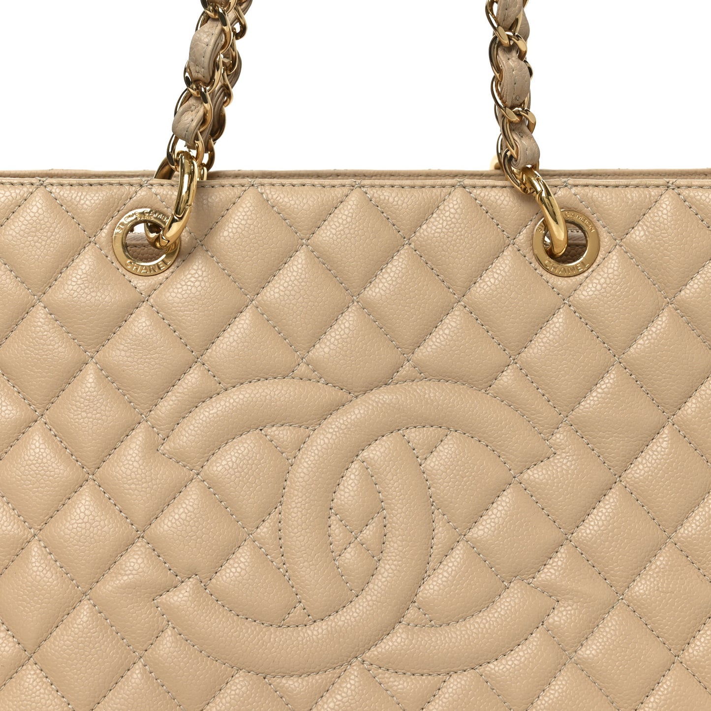 Caviar Quilted Grand Shopping Tote GST Beige