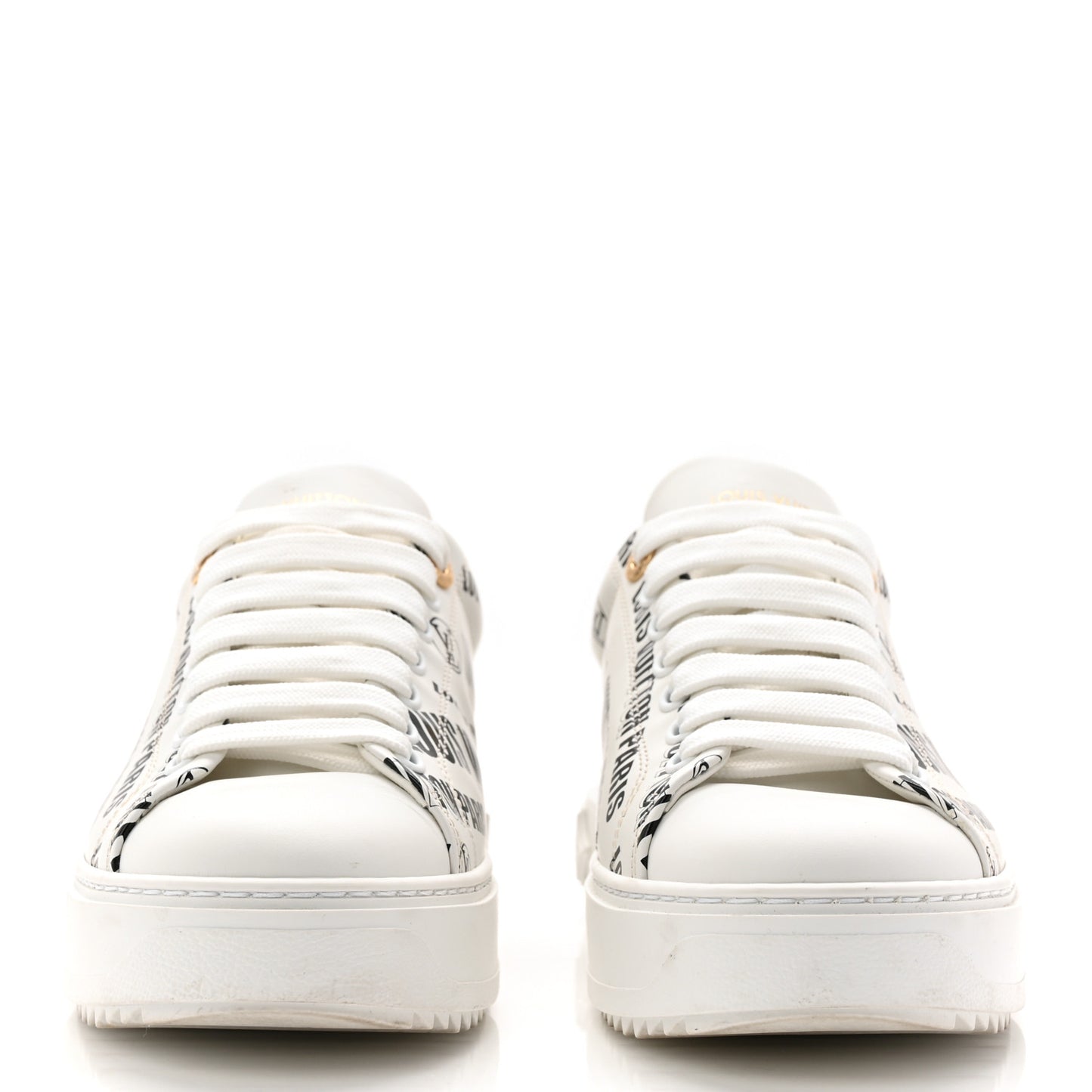 Calfskin Printed Time Out Trainer Sneakers 37 White