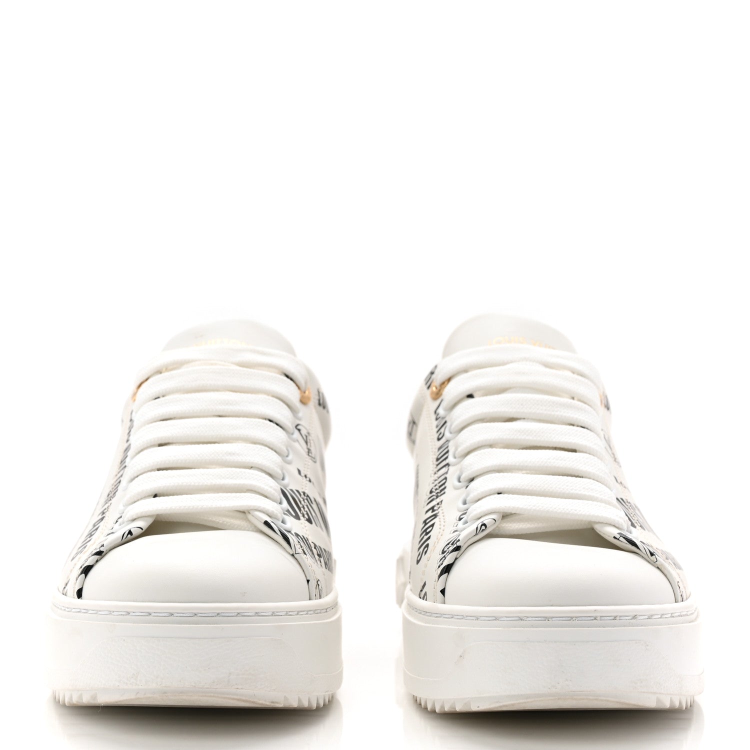 Louis Vuitton Calfskin Printed Time Out Trainer Sneakers 37 White 2 of 10