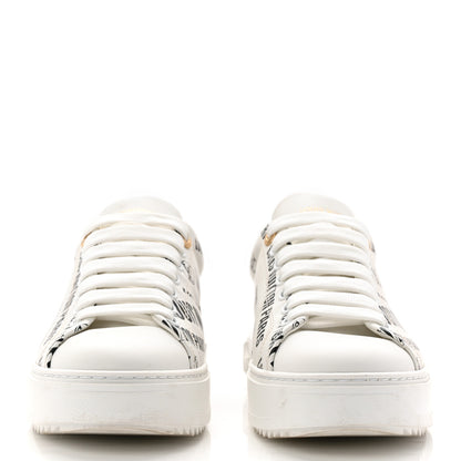 Louis Vuitton Calfskin Printed Time Out Trainer Sneakers 37 White 2 of 10