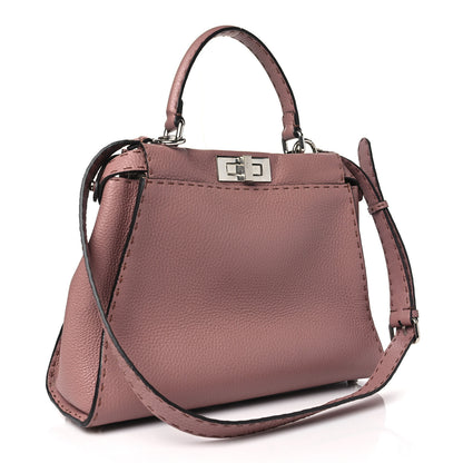 Fendi Cuoio Romano Selleria Bi-Color Medium Peekaboo Iconic Satchel English Rose Camelia 3 of 12