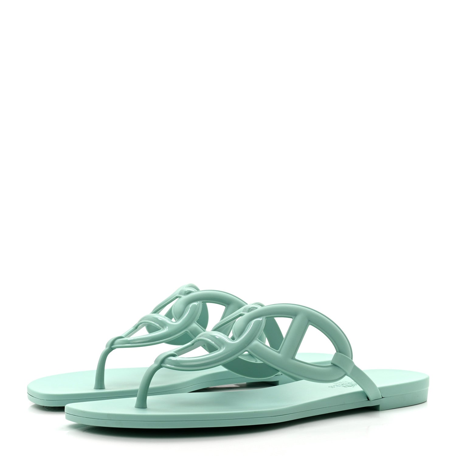 Hermes Rubber Womens Egerie Sandals 39 Vert Embrun 3 of 7