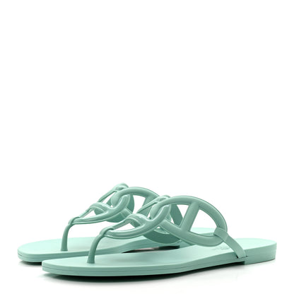 Hermes Rubber Womens Egerie Sandals 39 Vert Embrun 3 of 7