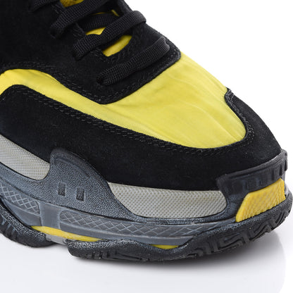 Balenciaga Nylon Suede Mens Triple S 2.0 Sneakers 40 Black Jaune Gris 8 of 9