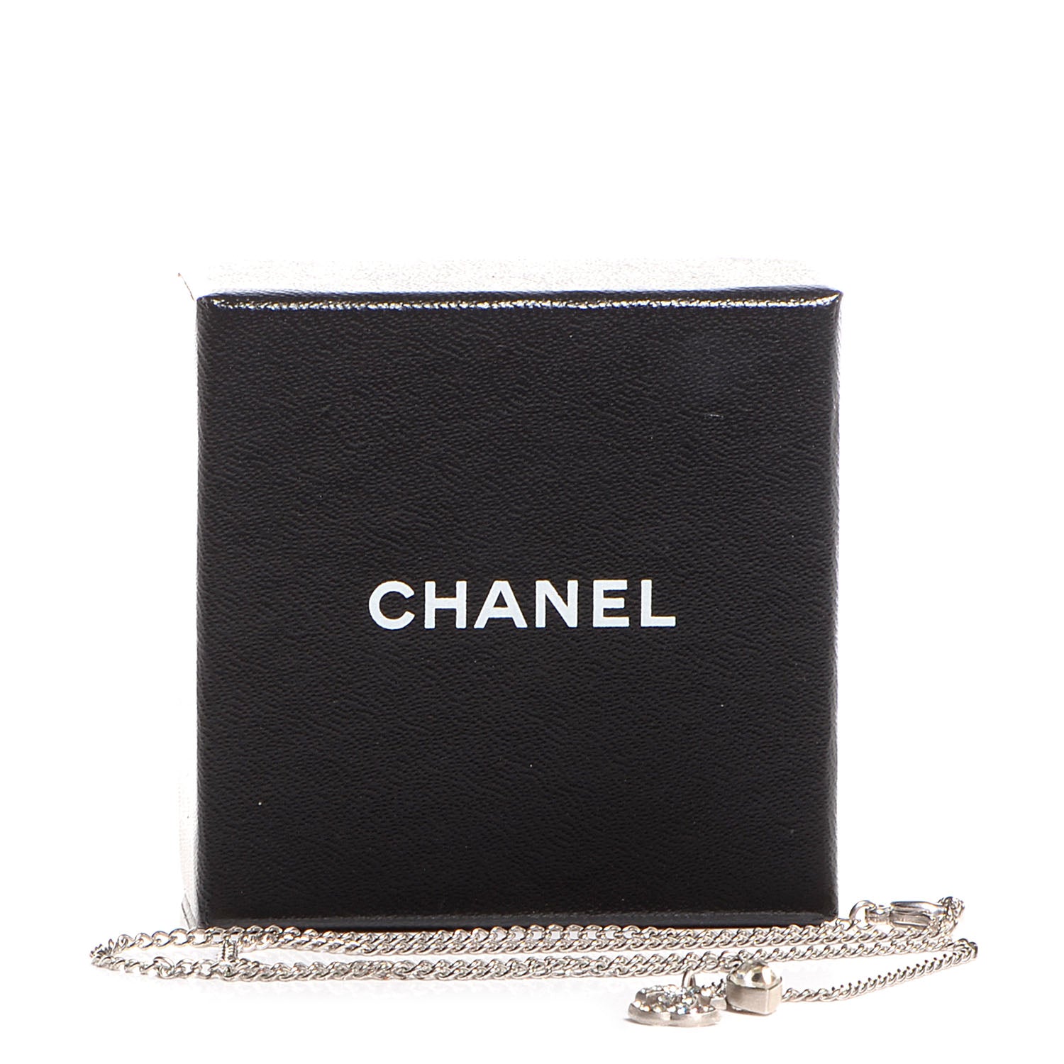 Chanel Crystal Mini Heart CC Necklace Silver 6 of 6