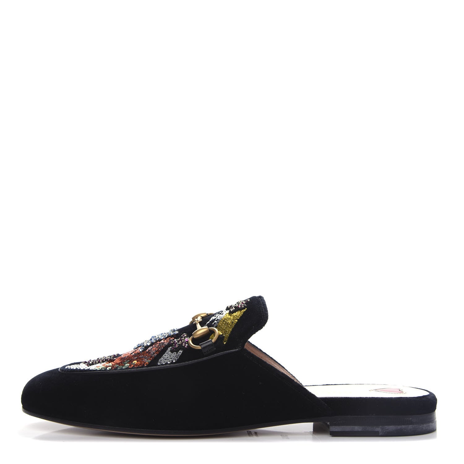 Gucci Velvet Star Embroidered Womens Princetown Slippers 38.5 Black 1 of 11