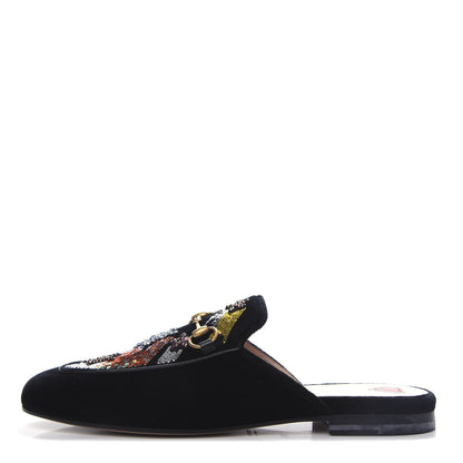 Gucci Velvet Star Embroidered Womens Princetown Slippers 38.5 Black 1 of 11
