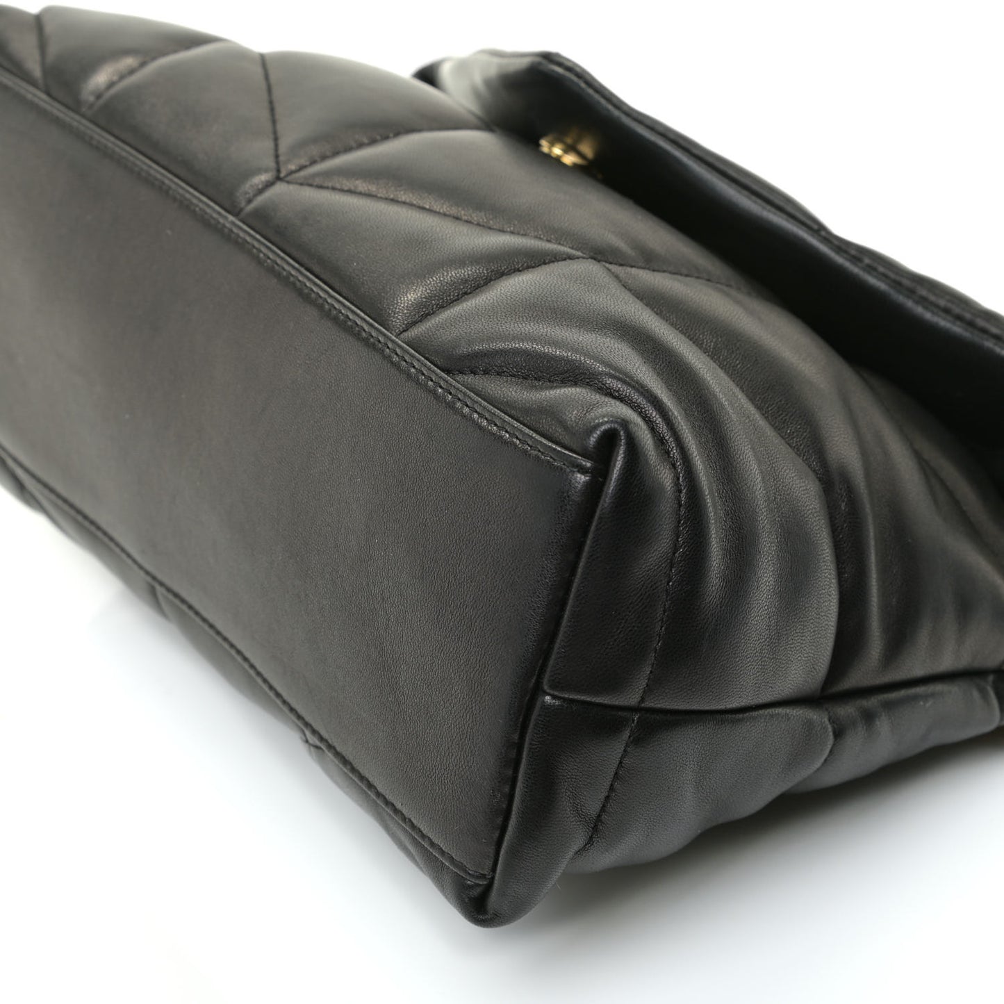 Lambskin Quilted Small Loulou Puffer Monogram Chain Satchel Black