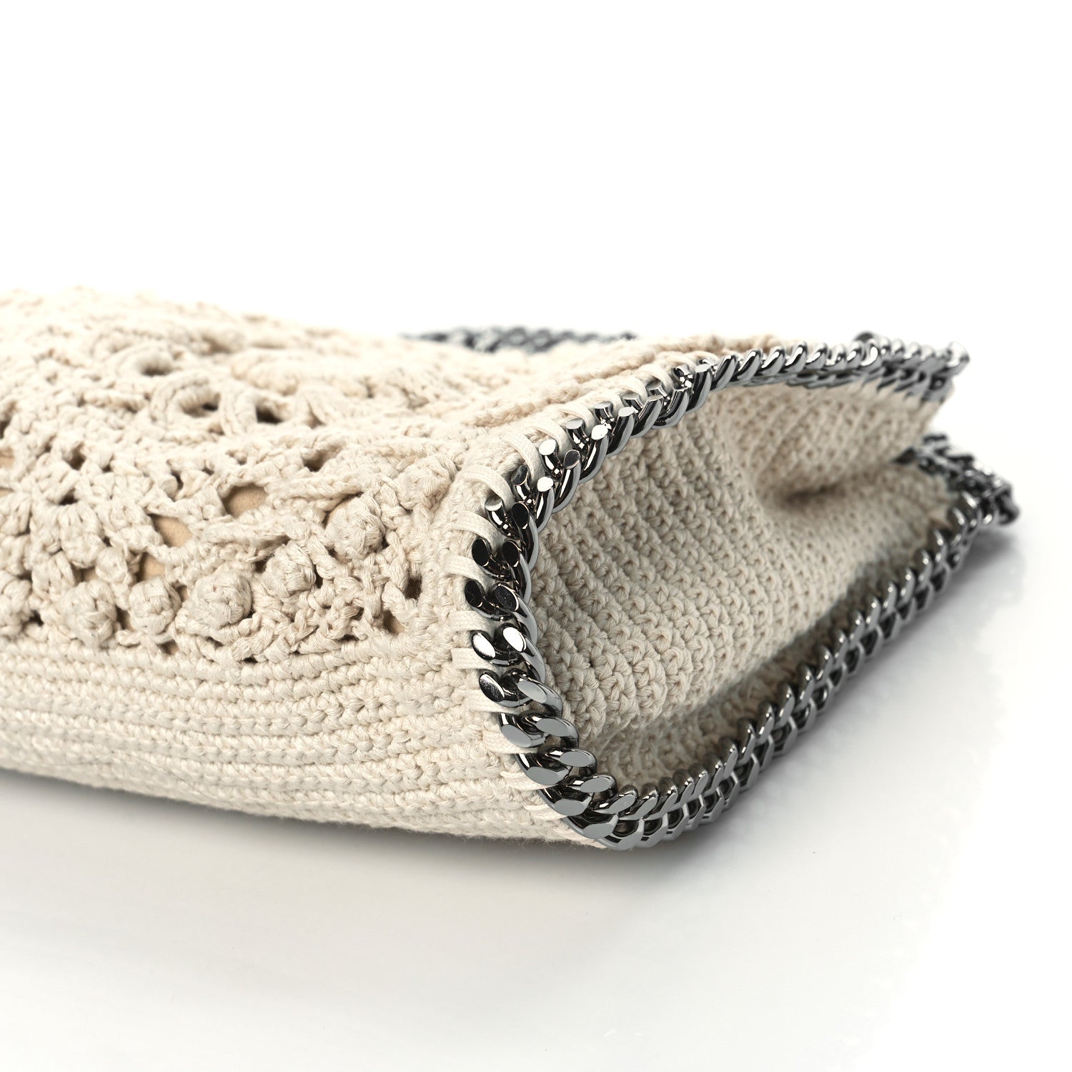 Stella McCartney Cotton Crochet Falabella Ajouree Tote Bag White 9 of 9