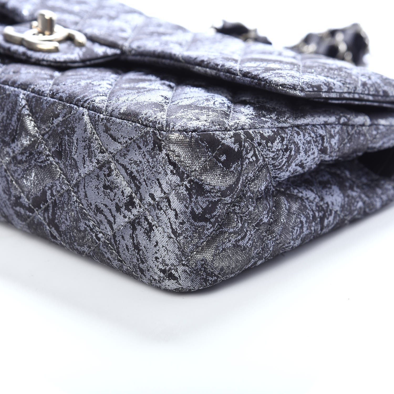 Chanel Metallic Brocade Quilted Medium Double Flap Dark Grey 9 of 11