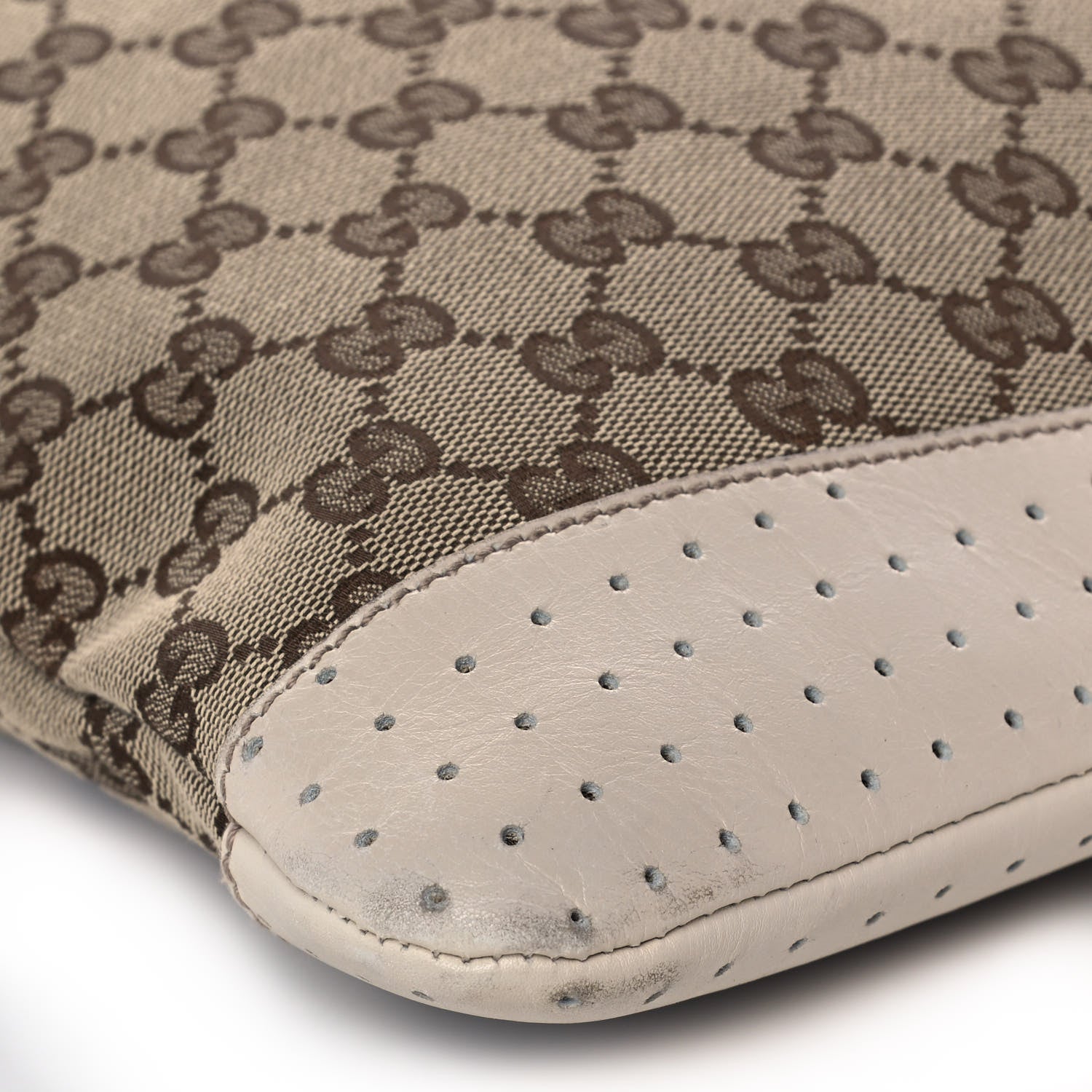 Gucci Monogram Calfskin Perforated Medium Flat Messenger Bag Off White 9 of 14