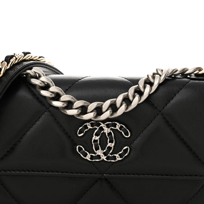 Chanel Lambskin Quilted Chanel 19 Flap Phone Holder With Chain Black 9 of 13