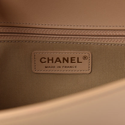 Chanel Calfskin Chevron Quilted New Medium Boy Flap Beige 8 of 11