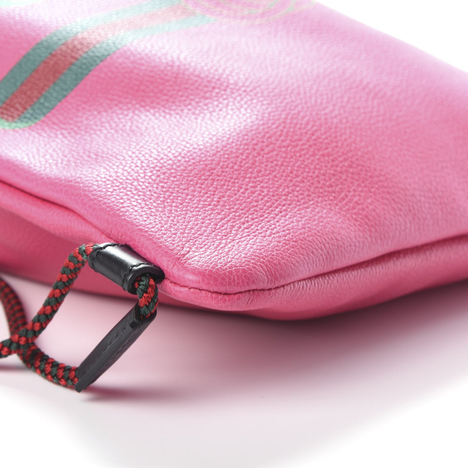 Gucci Grained Calfskin Logo Drawstring Backpack Box Pink Green Black 7 of 8