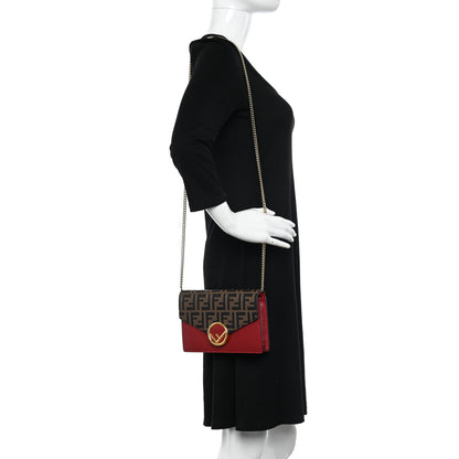 Fendi Vitello Cruise F is Fendi FF 1974 Embossed Medium Envelope Wallet On Chain Fragola Maya Black 2 of 12