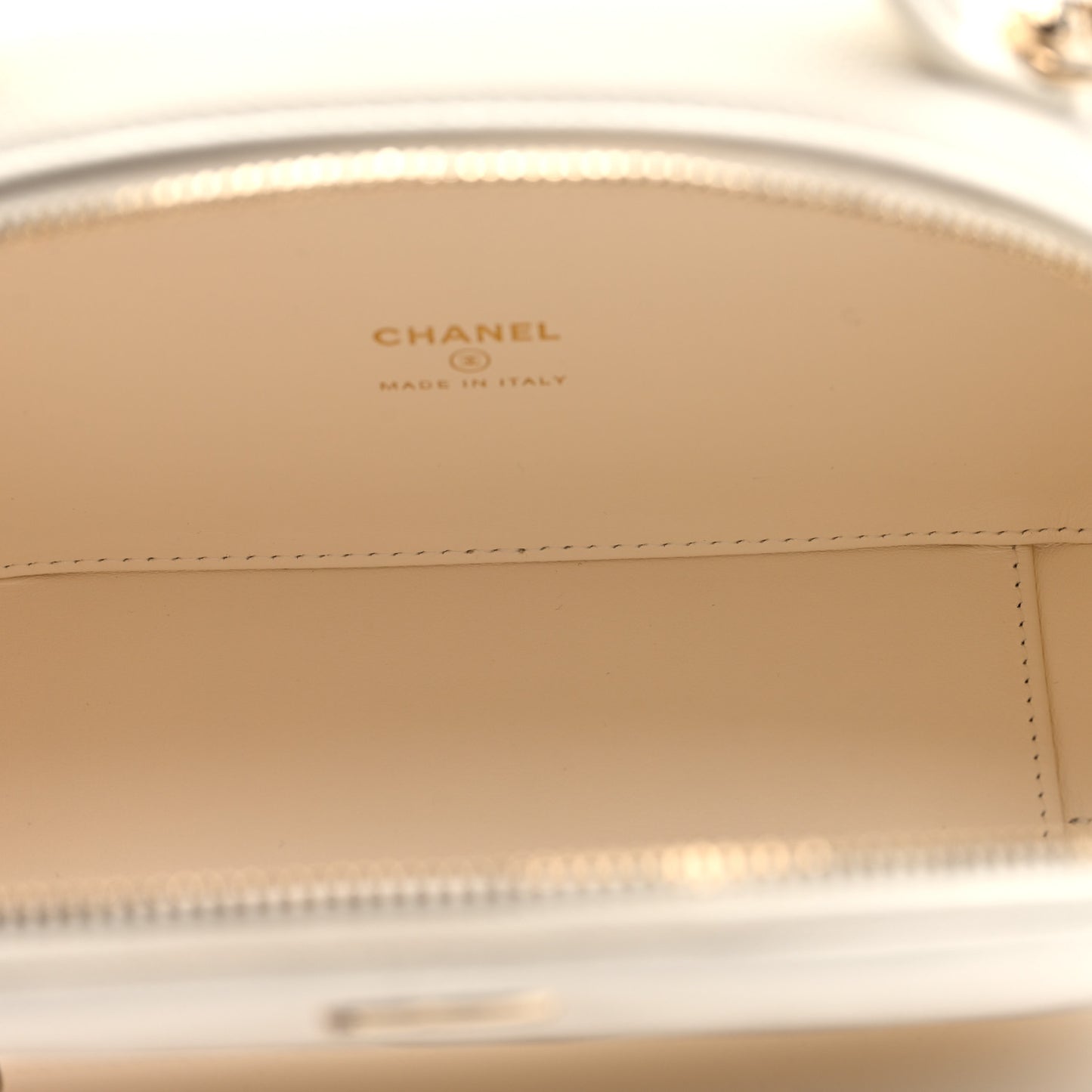 Grained Calfskin Quilted Top Handle Chain Clutch White