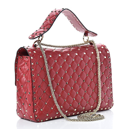 Valentino Garavani Lambskin Large Rockstud Spike Shoulder Bag Red 2 of 12