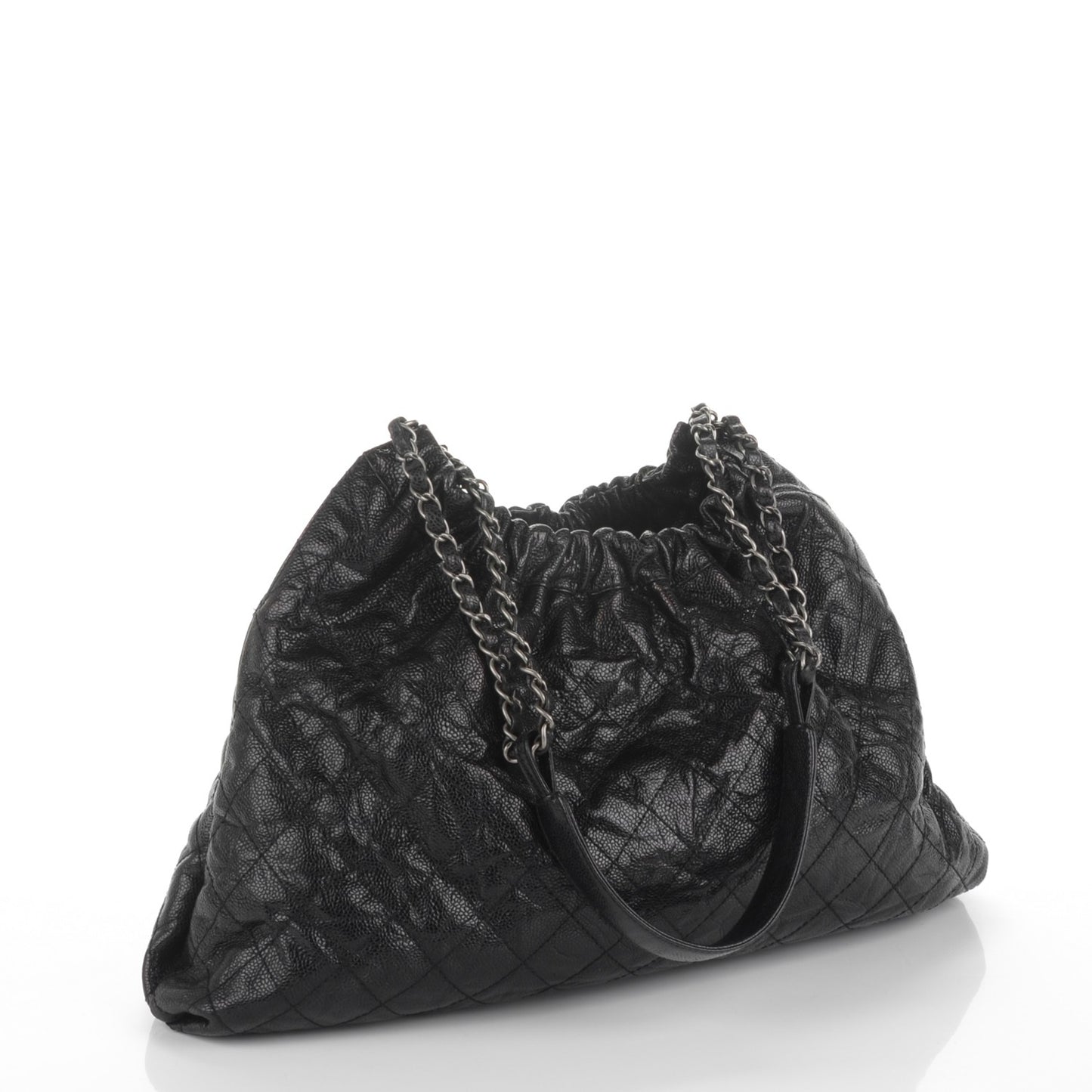 Caviar Quilted Medium Elastic Tote Black