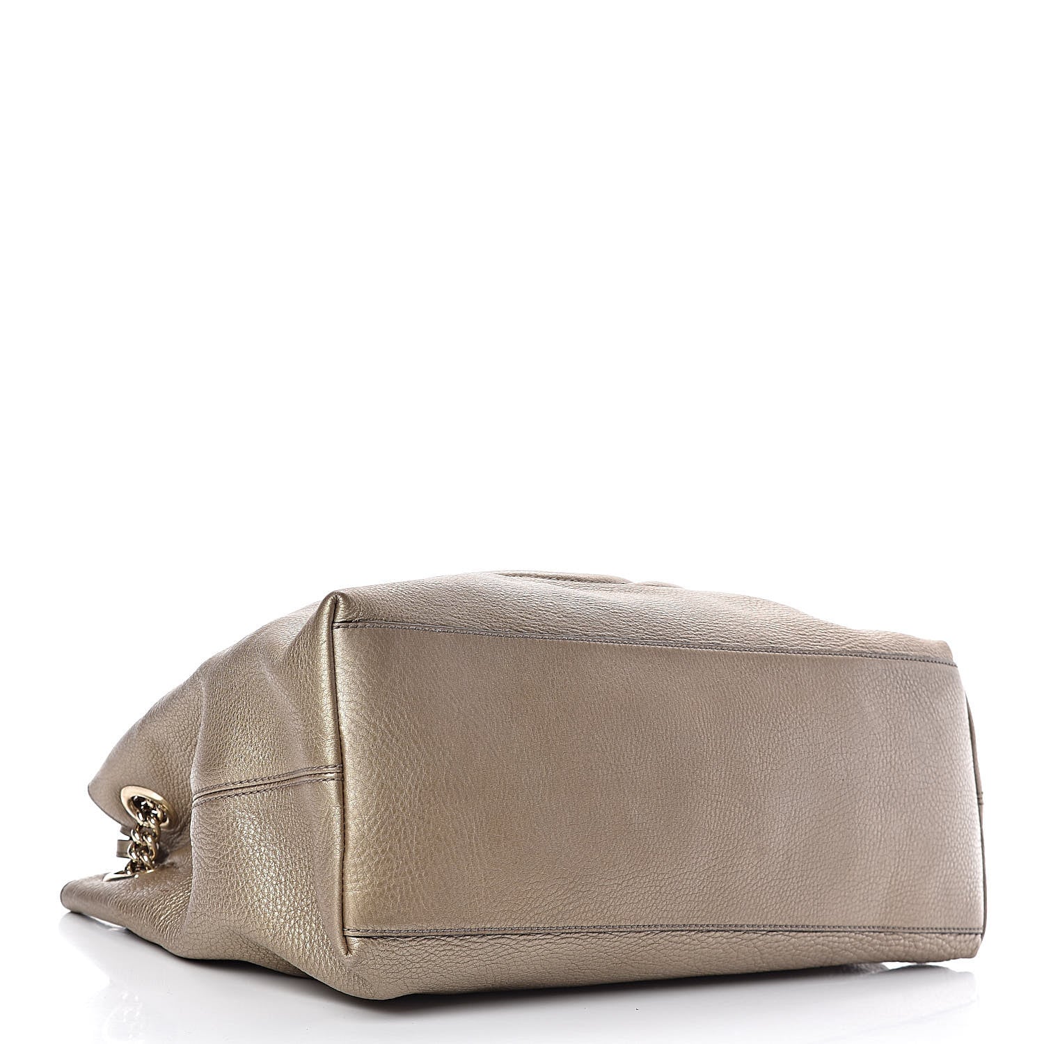 Gucci Metallic Pebbled Calfskin Medium Soho Chain Shoulder Bag Golden Beige 4 of 12