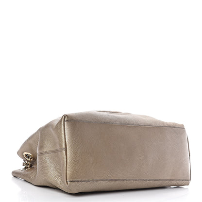 Gucci Metallic Pebbled Calfskin Medium Soho Chain Shoulder Bag Golden Beige 4 of 12