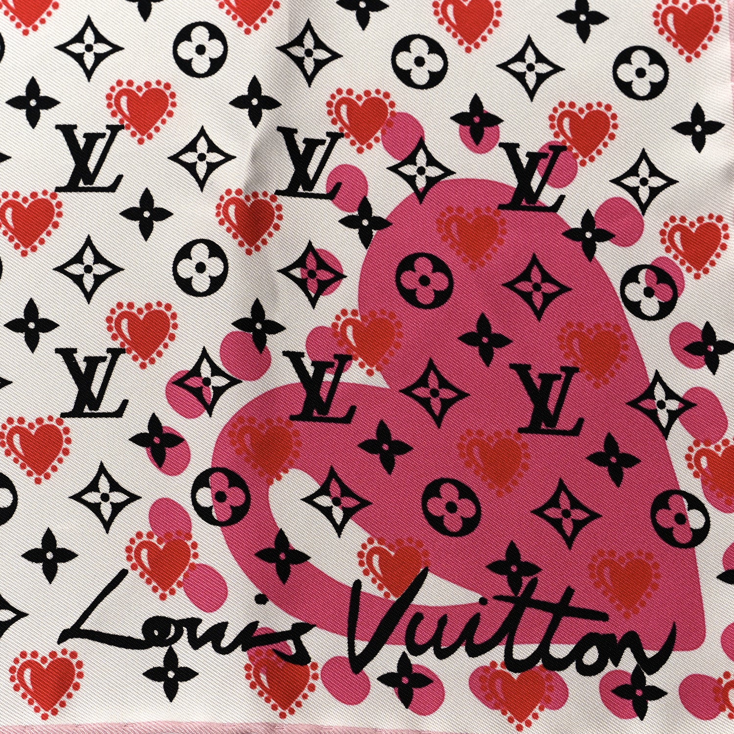 Louis Vuitton Silk I LV U Square 45 Scarf Pink White 2 of 4