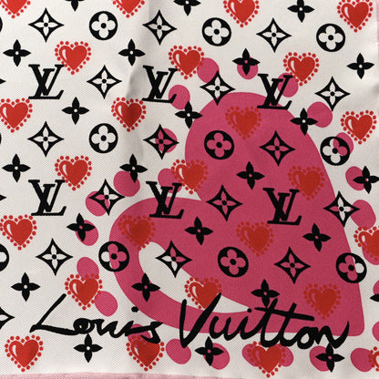 Louis Vuitton Silk I LV U Square 45 Scarf Pink White 2 of 4