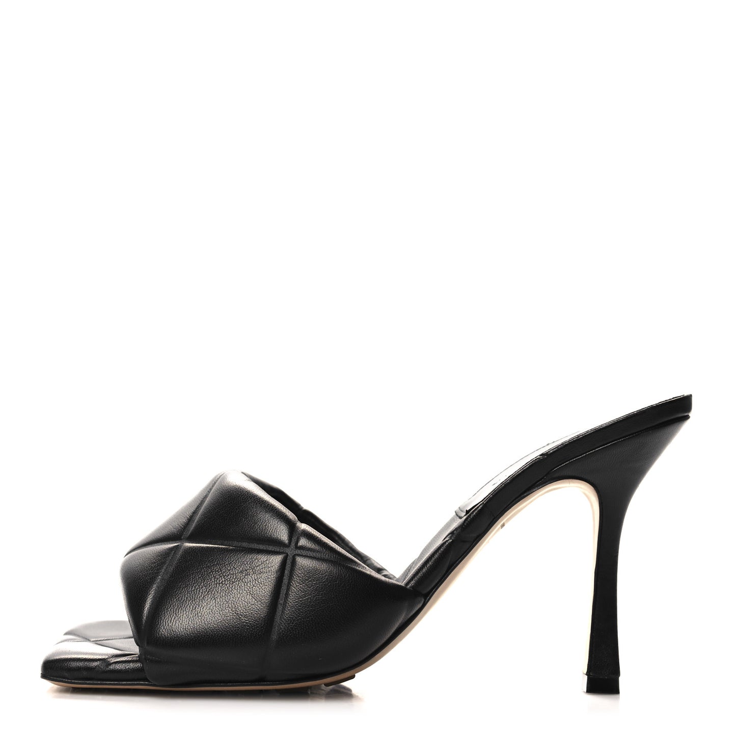 Nappa Quilted Rubber Lido Mule Sandals 40 Black