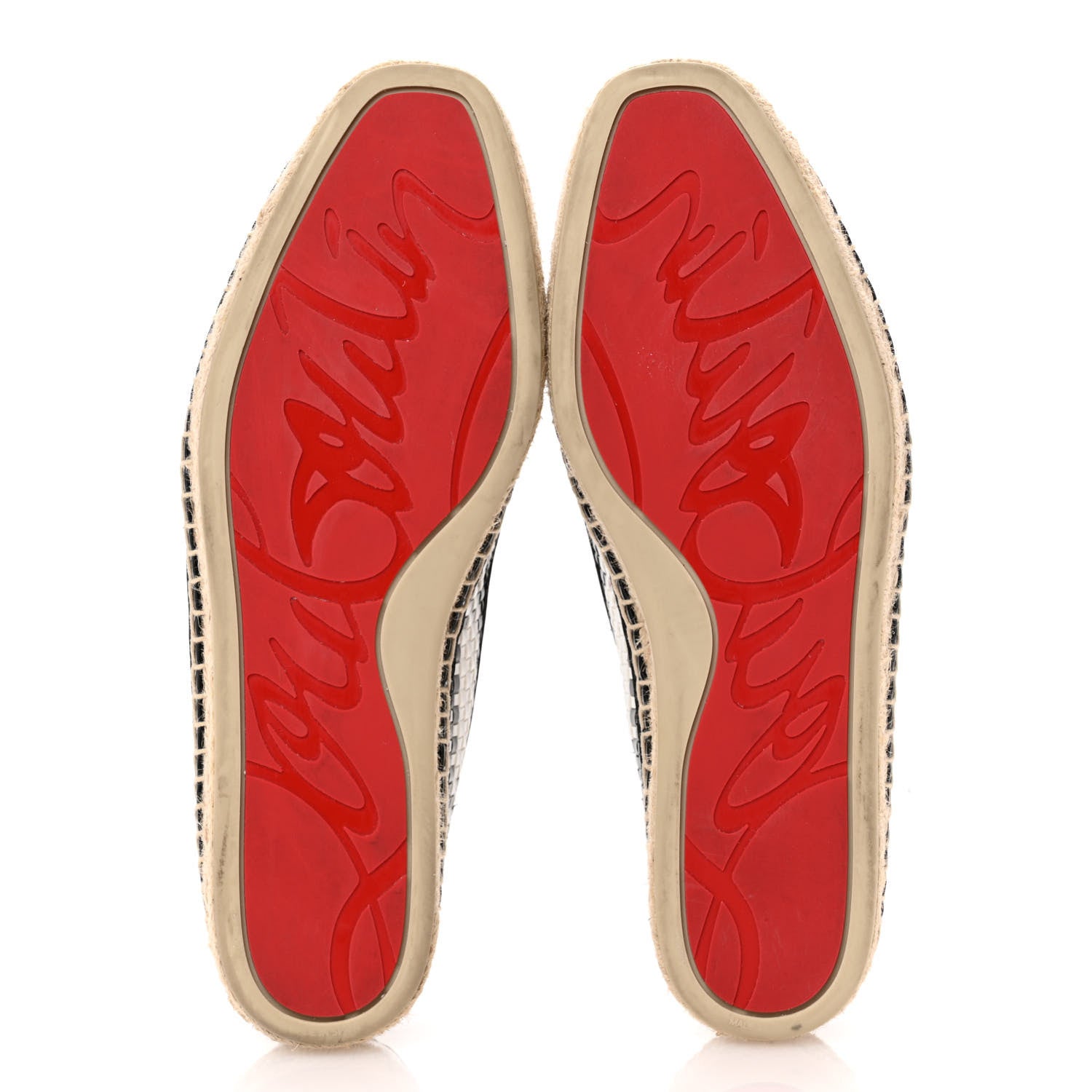 Christian Louboutin Patent Calfskin Reflective Tresse Nanou Ivy Orlato Espadrilles 39 White Black Grey 6 of 12