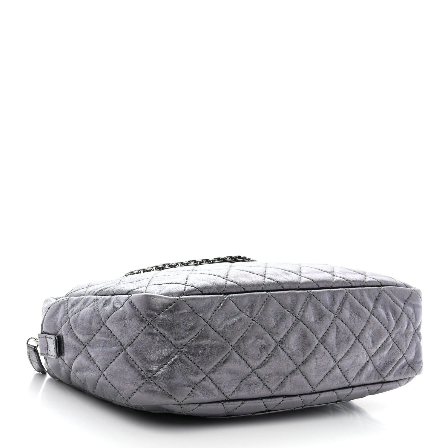 Chanel Metallic Aged Calfskin Quilted Medium Reissue Camera Case Dark Silver 4 of 10