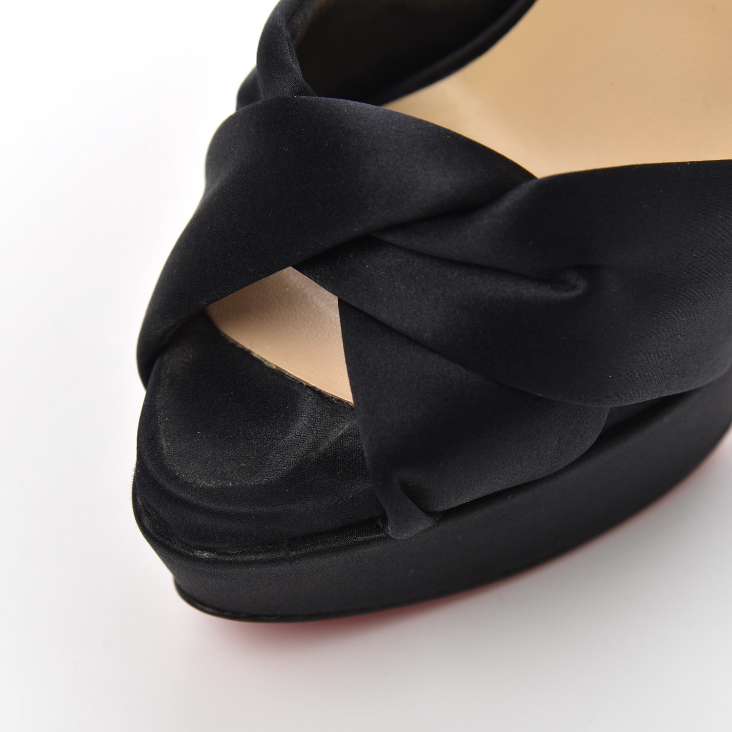 Christian Louboutin Satin Volpi Peep Toe 150 Platform Sandals 35 Black 13 of 15