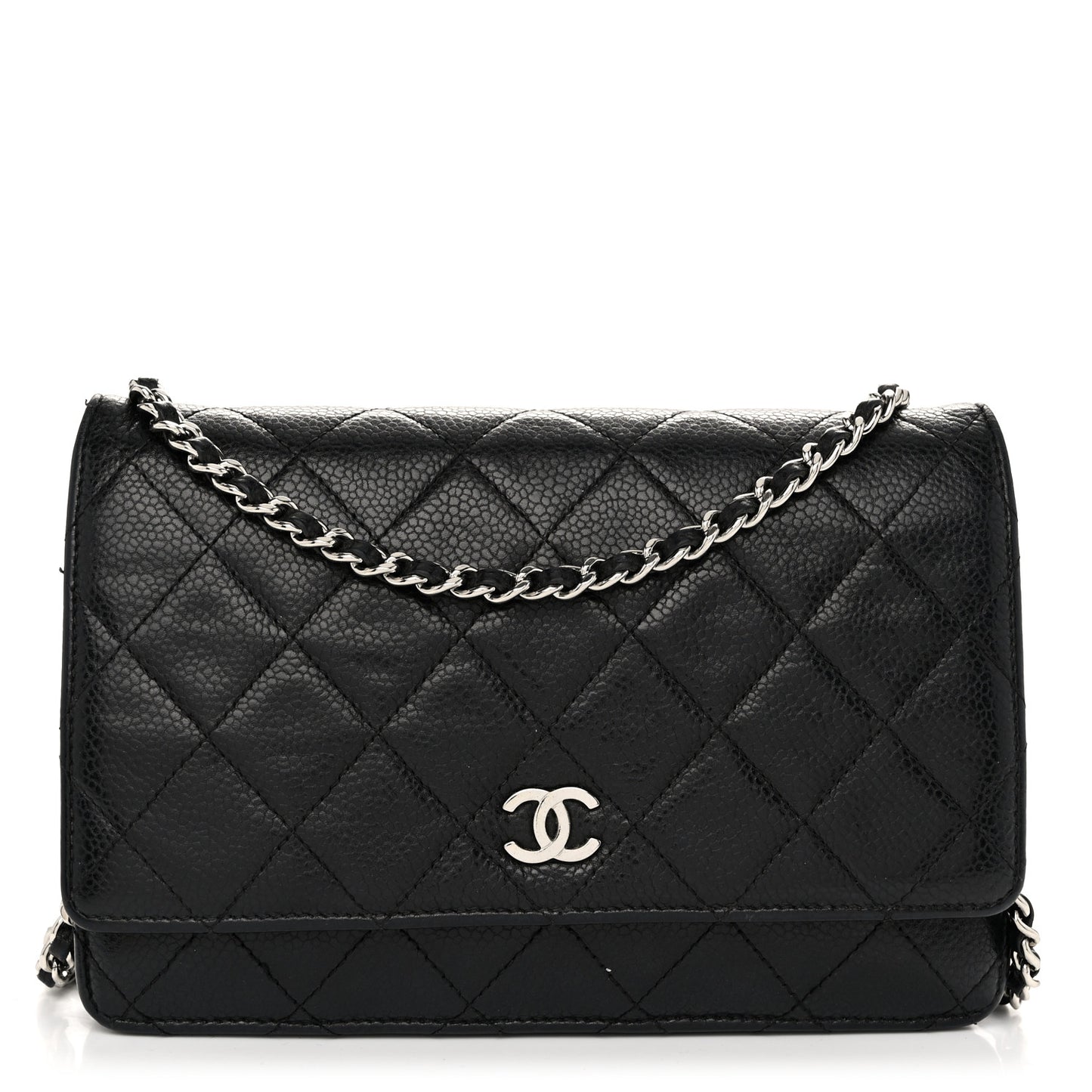 Caviar Quilted Wallet on Chain WOC Black