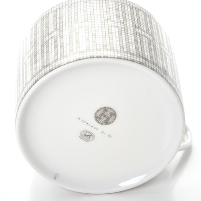 Hermes Porcelain Mosaique Au 24 Breakfast Cup And Saucer Set Of 2 Platine 15 of 27