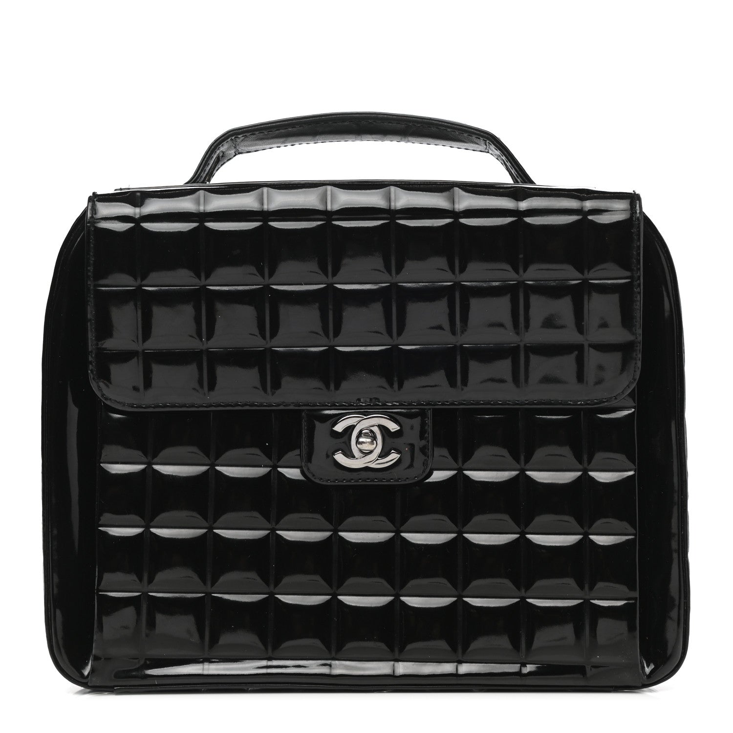 Chanel Patent Quilted Chocolate Bar Top Handle Bag Black 1 of 9