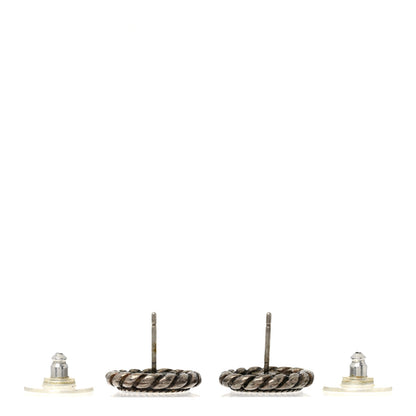 Chanel Metal Round CC Stud Earrings Ruthenium 3 of 4