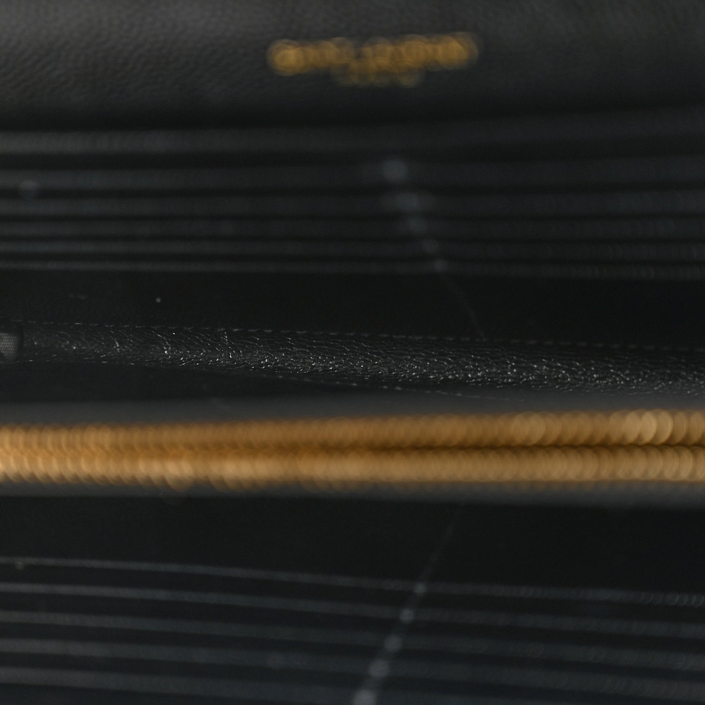 Grain De Poudre Matelasse Chevron Monogram Chain Wallet Black