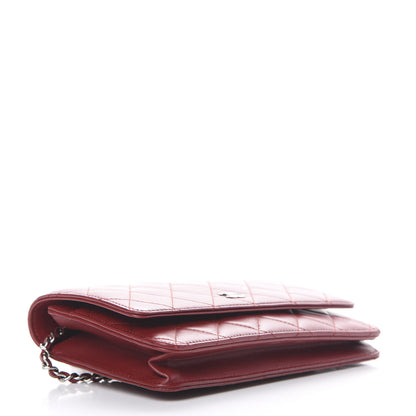 Chanel Lambskin Quilted Wallet on Chain WOC Red 3 of 12