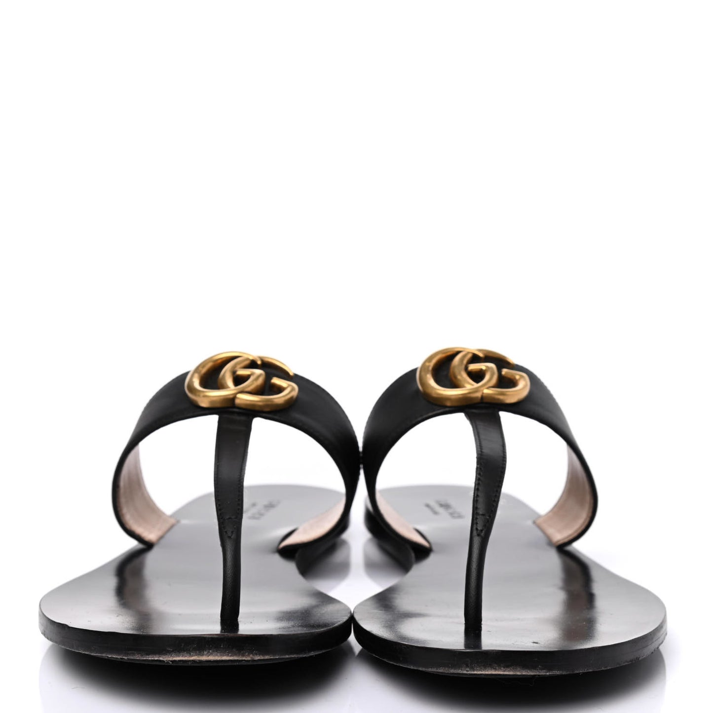 Calfskin GG Marmont Thong Sandals 38.5 Black