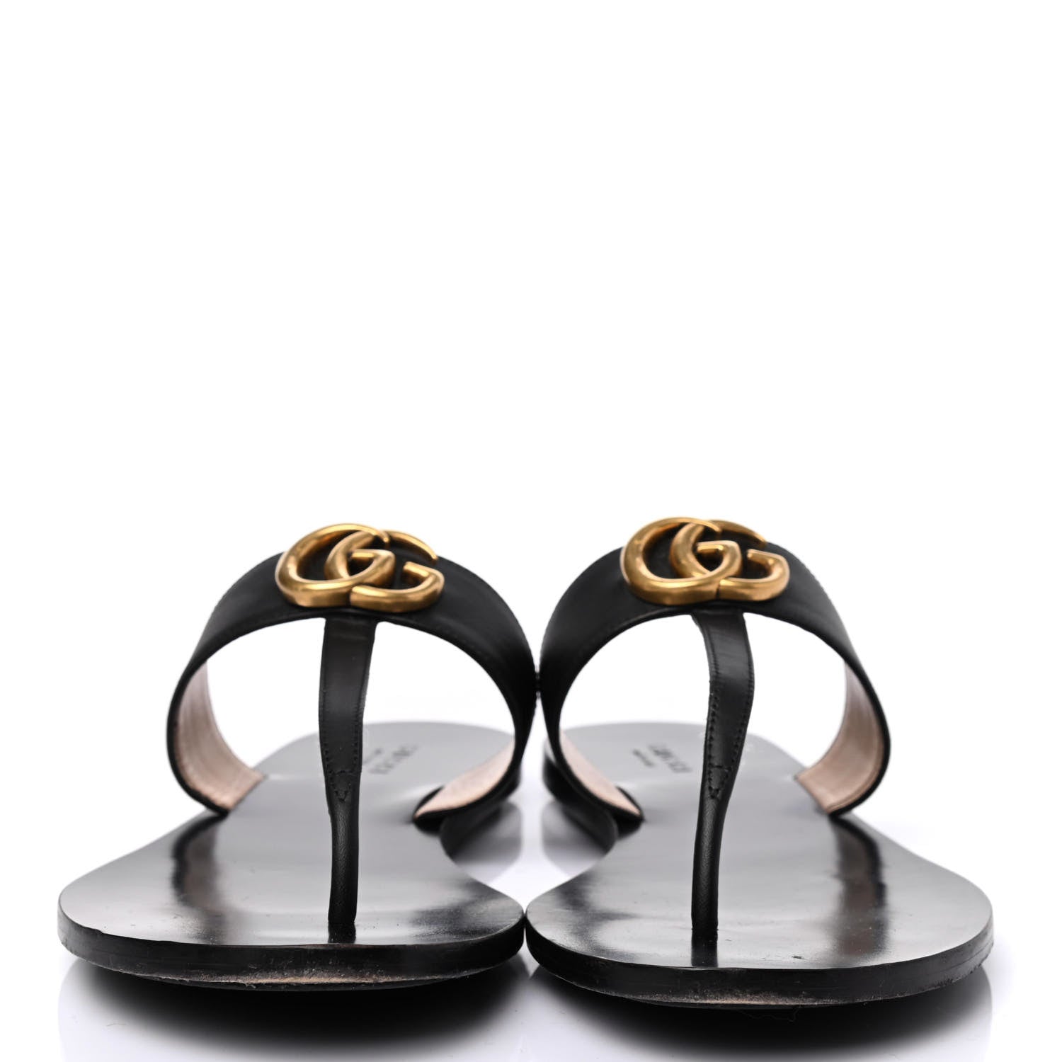 Gucci Calfskin GG Marmont Thong Sandals 38.5 Black 2 of 4