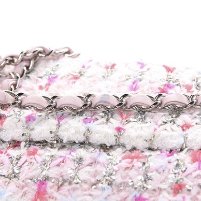 Chanel Tweed Quilted Mini Rectangular Flap Light Pink Silver Blue 10 of 11