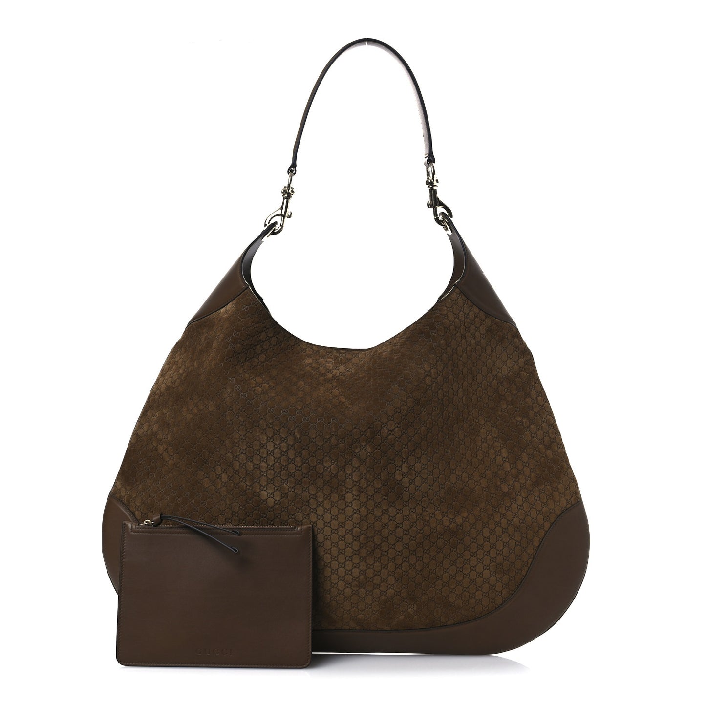 Micro GG Suede B Maxi Shoulder Bag Brown