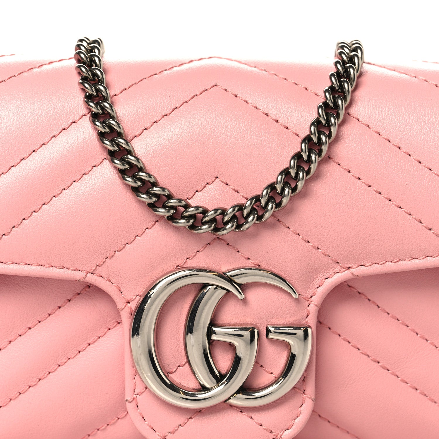 Gucci Calfskin Matelasse Super Mini GG Marmont Shoulder Bag Wild Rose 8 of 12