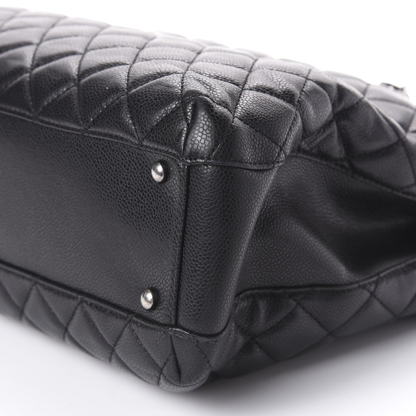 Caviar Quilted City Shopping Tote Black
